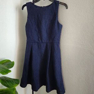 Ann Taylor fitted flare dress navy blue Size 6P Petite